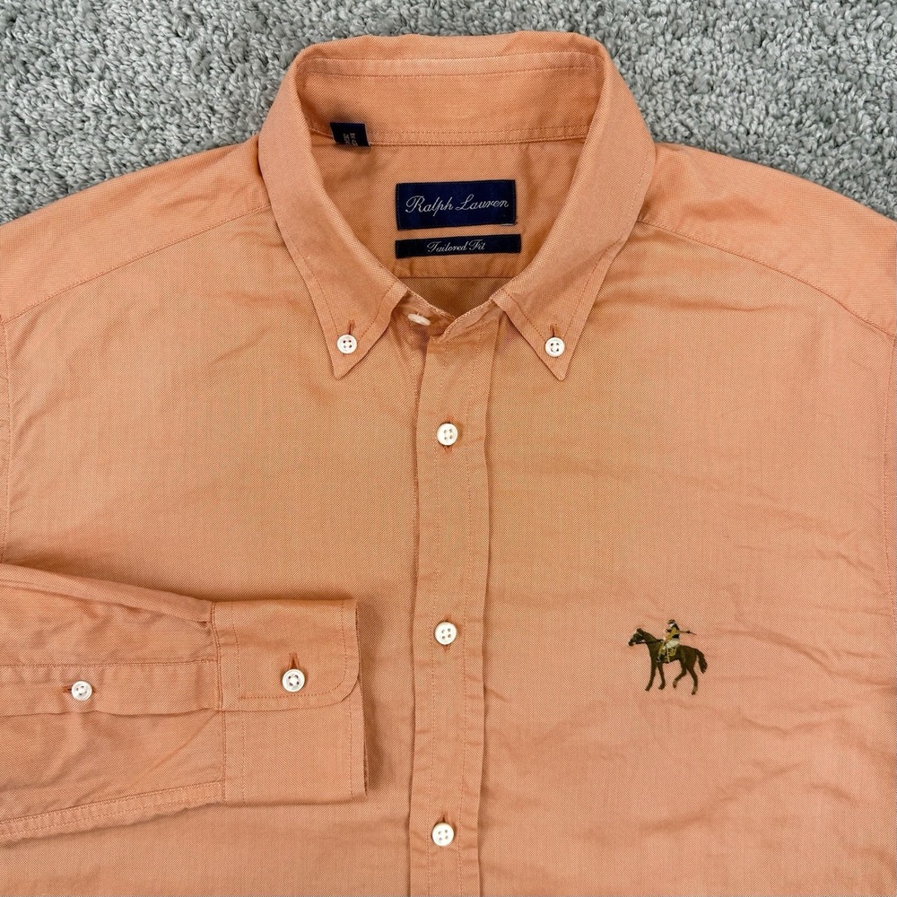 Ralph Lauren Purple Label Oxford Shirt Men's M Standing Horse Jockey Italy OCBD